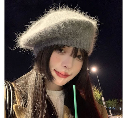 Plain Mohair Beret Hat
