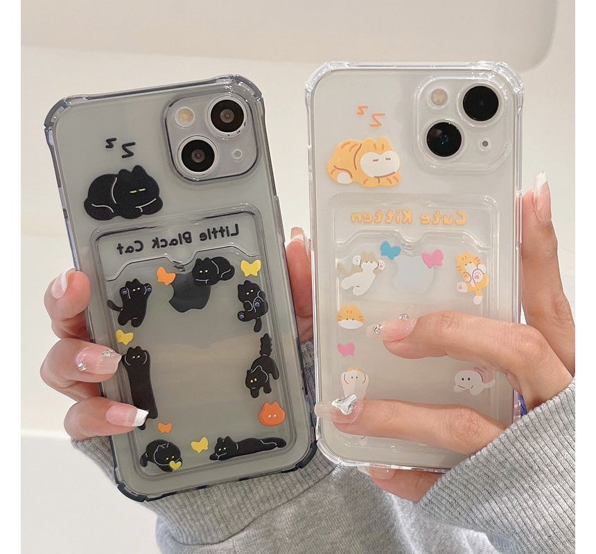 Cat Print Card Holder Phone Case