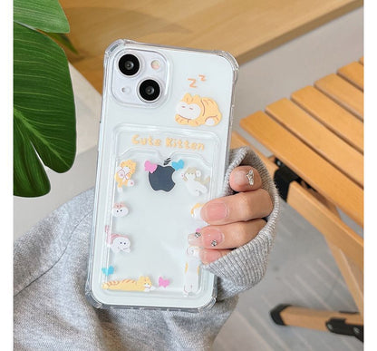 Cat Print Card Holder Phone Case