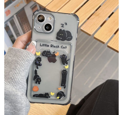 Cat Print Card Holder Phone Case