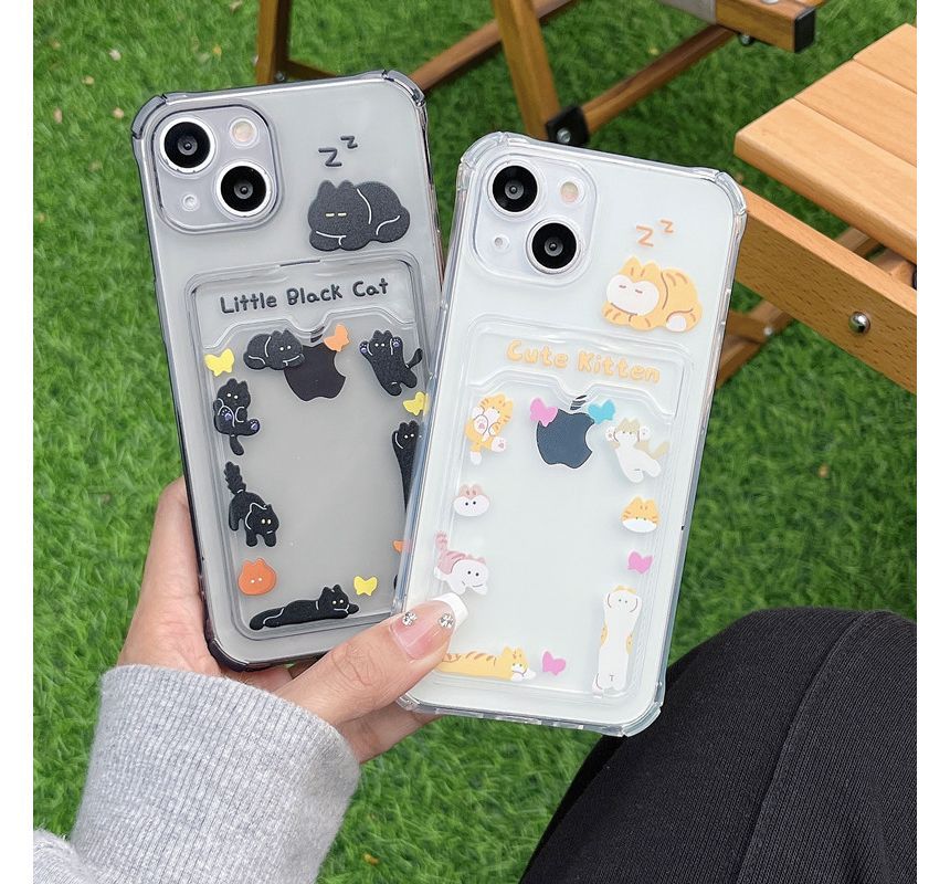 Cat Print Card Holder Phone Case