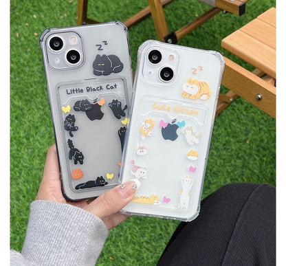 Cat Print Card Holder Phone Case