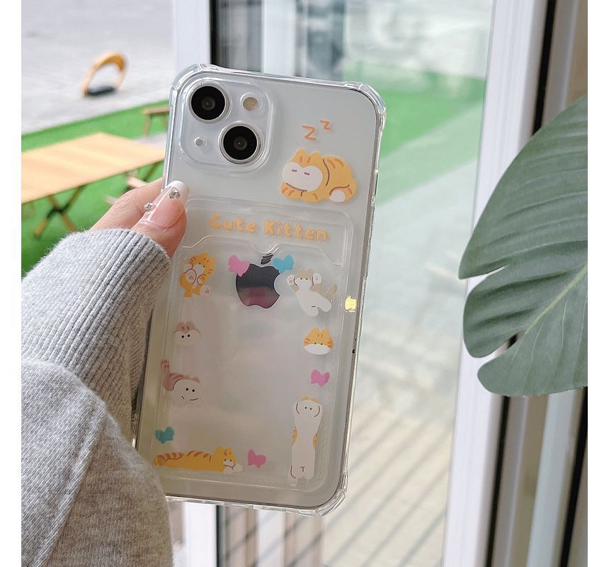 Cat Print Card Holder Phone Case