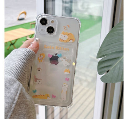 Cat Print Card Holder Phone Case