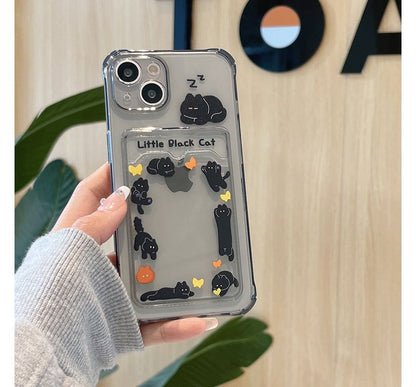 Cat Print Card Holder Phone Case