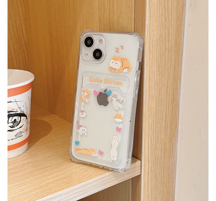 Cat Print Card Holder Phone Case