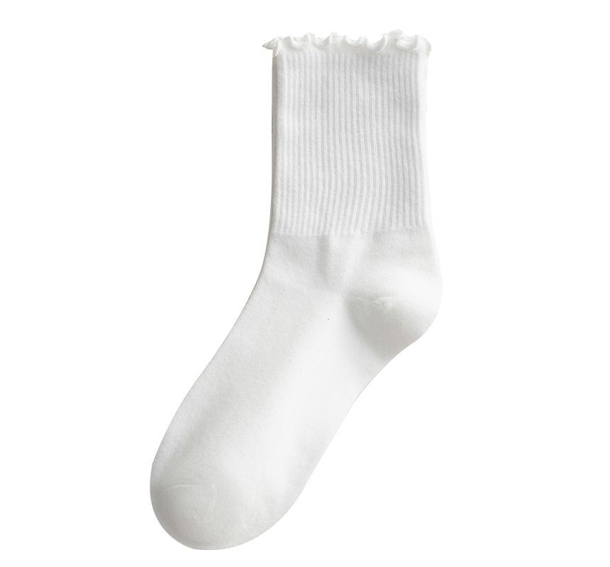 Frill Trim Plain Socks Set