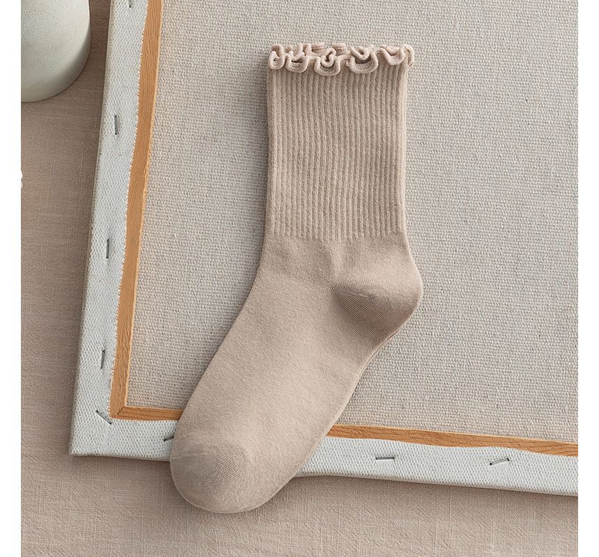 Frill Trim Plain Socks Set