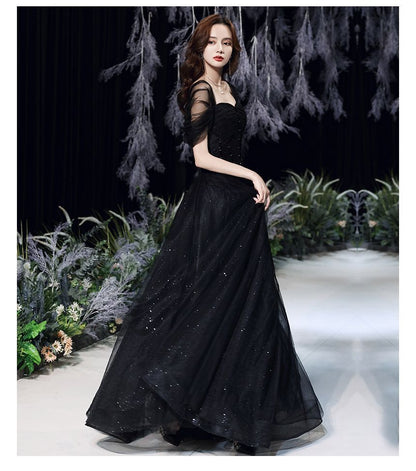 Gown Mesh Square Evening Neck Short-Sleeve