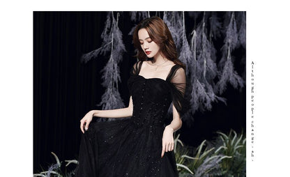 Gown Mesh Square Evening Neck Short-Sleeve