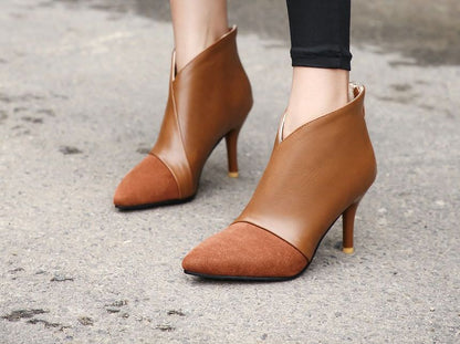 Cap Toe Stiletto Heel Ankle Boots