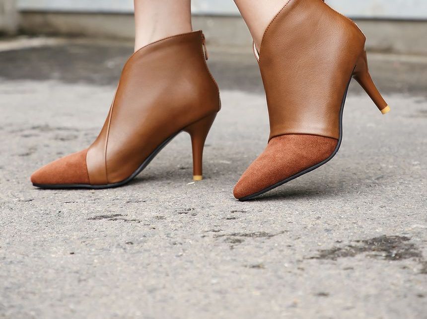 Cap Toe Stiletto Heel Ankle Boots