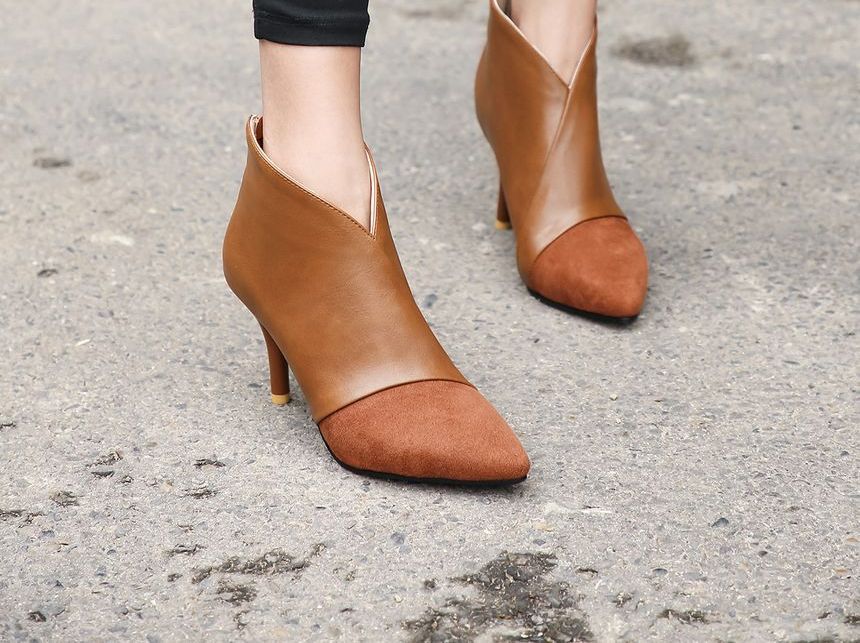 Cap Toe Stiletto Heel Ankle Boots