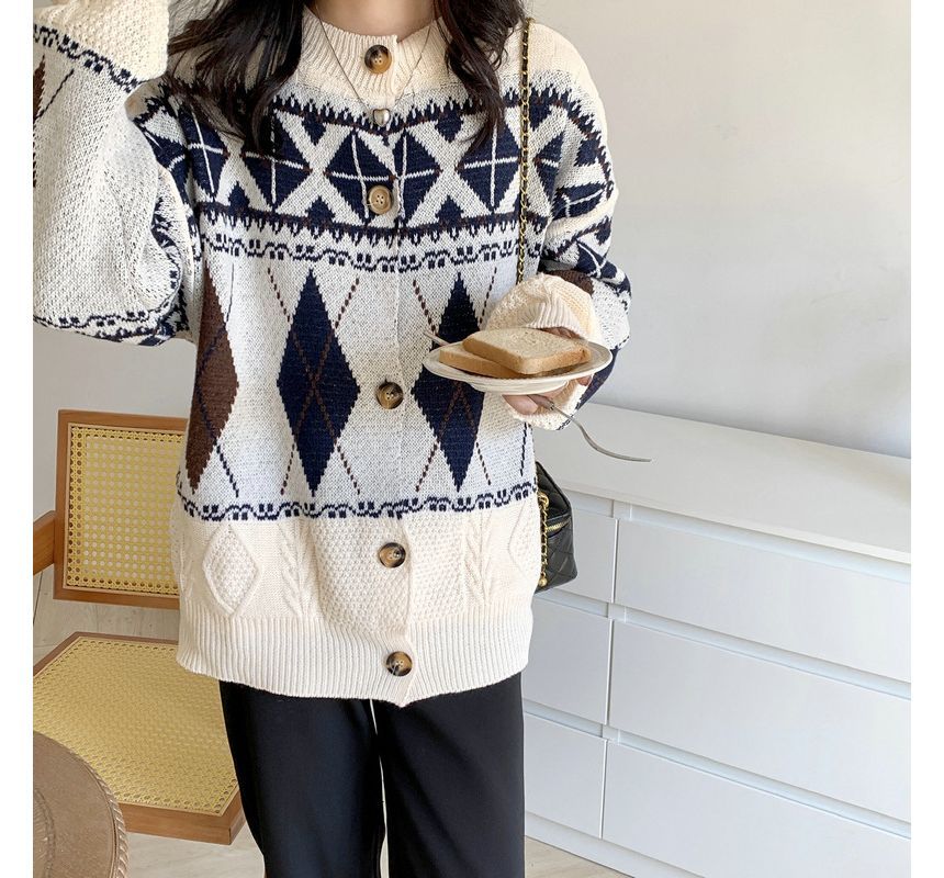 Pattern Loose-Fit Cardigan