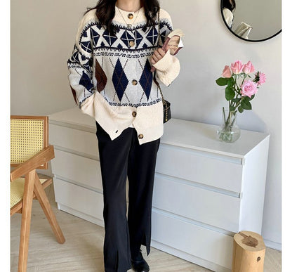 Pattern Loose-Fit Cardigan