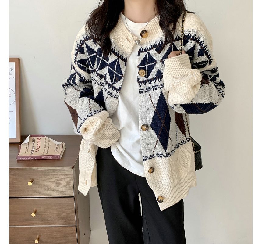 Pattern Loose-Fit Cardigan