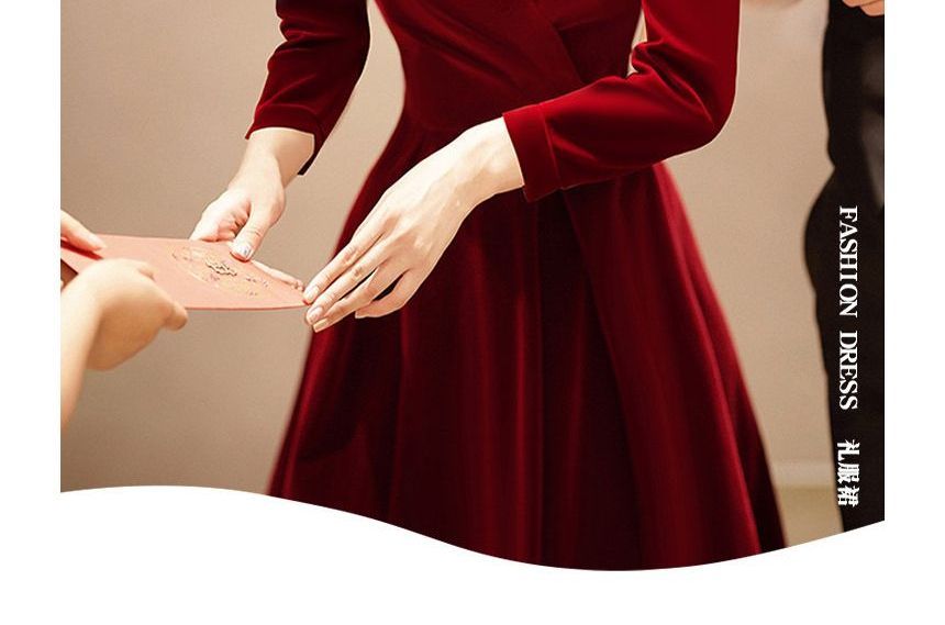 Evening A-Line / Dress Gown Cocktail Long-Sleeve