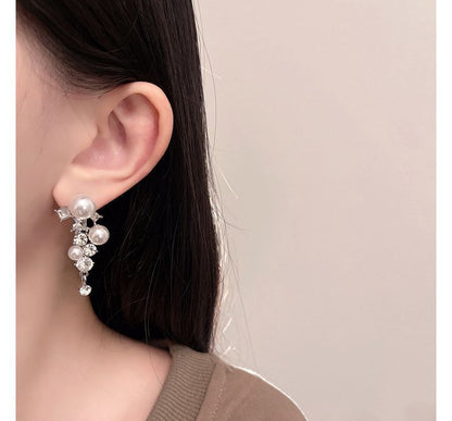 Pearl Drop Earring Rhinestone Faux
