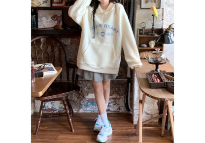 Collar Letter Embroidered Oversized Sweatshirt