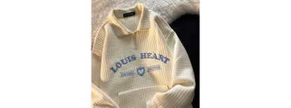 Collar Letter Embroidered Oversized Sweatshirt