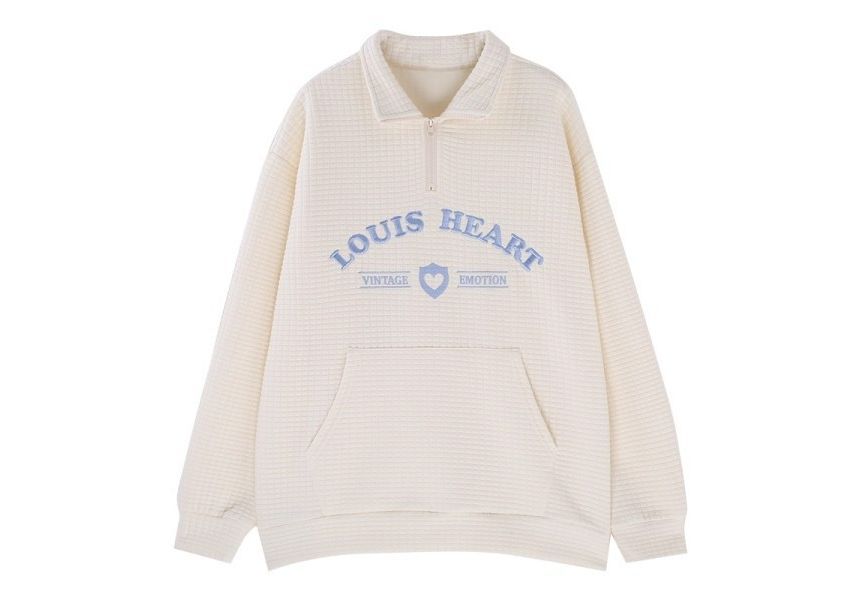 Collar Letter Embroidered Oversized Sweatshirt