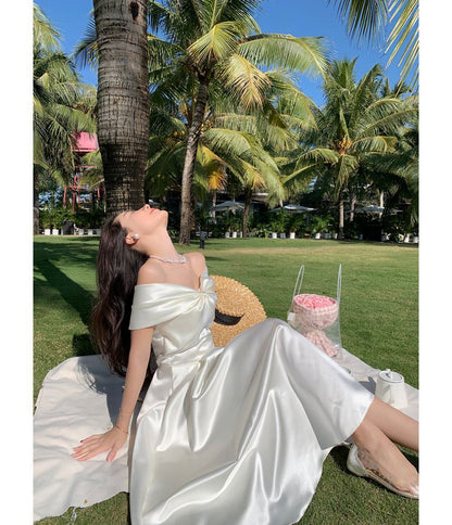 Off-Shoulder Plain A-Line Cocktail Dress