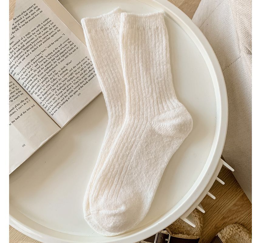 Set of 2 Pairs: Plain Ribbed Socks