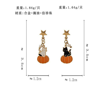 Halloween Enamel Drop Earring / Clip On Earring