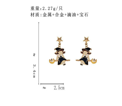 Halloween Enamel Drop Earring / Clip On Earring