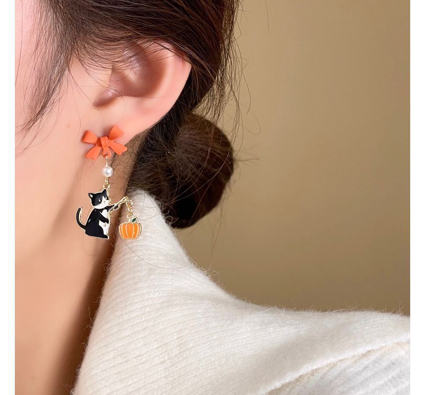 Halloween Enamel Drop Earring / Clip On Earring