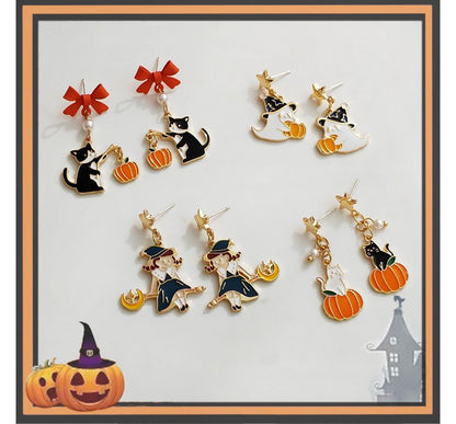 Halloween Enamel Drop Earring / Clip On Earring