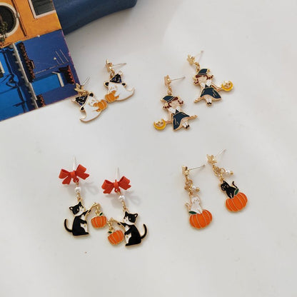 Halloween Enamel Drop Earring / Clip On Earring