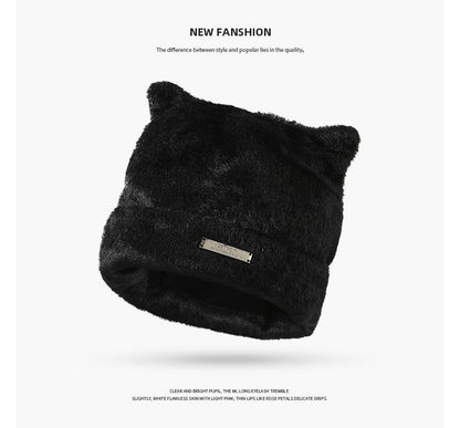 Bear Ear Fluffy Beanie