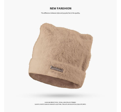 Bear Ear Fluffy Beanie