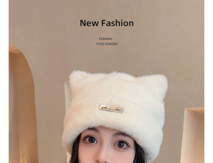 Bear Ear Fluffy Beanie
