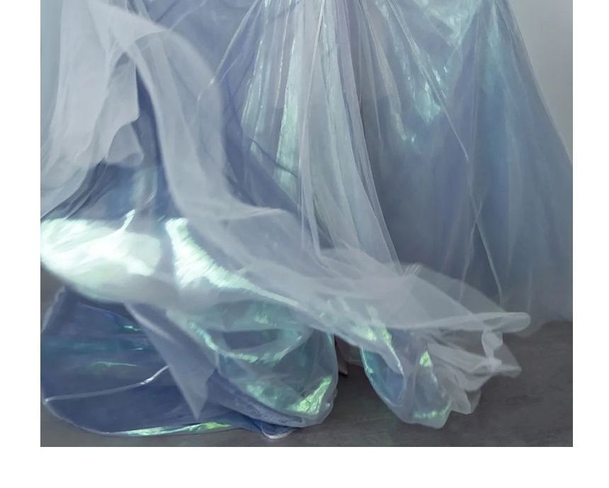 Off-Shoulder Mesh A-Line Evening Gown