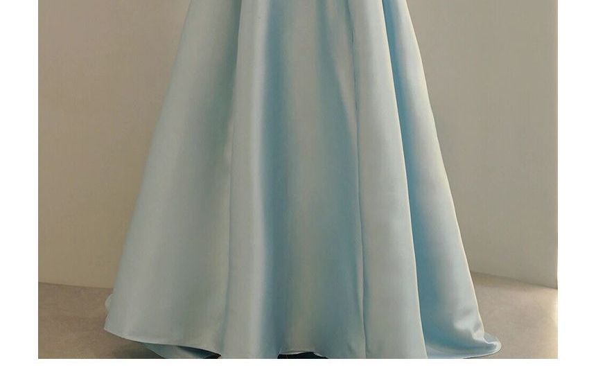 Strapless Plain Bow A-Line Evening Gown