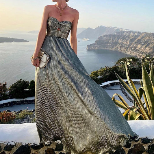 Strapless Cutout Knot Max Evening Dress