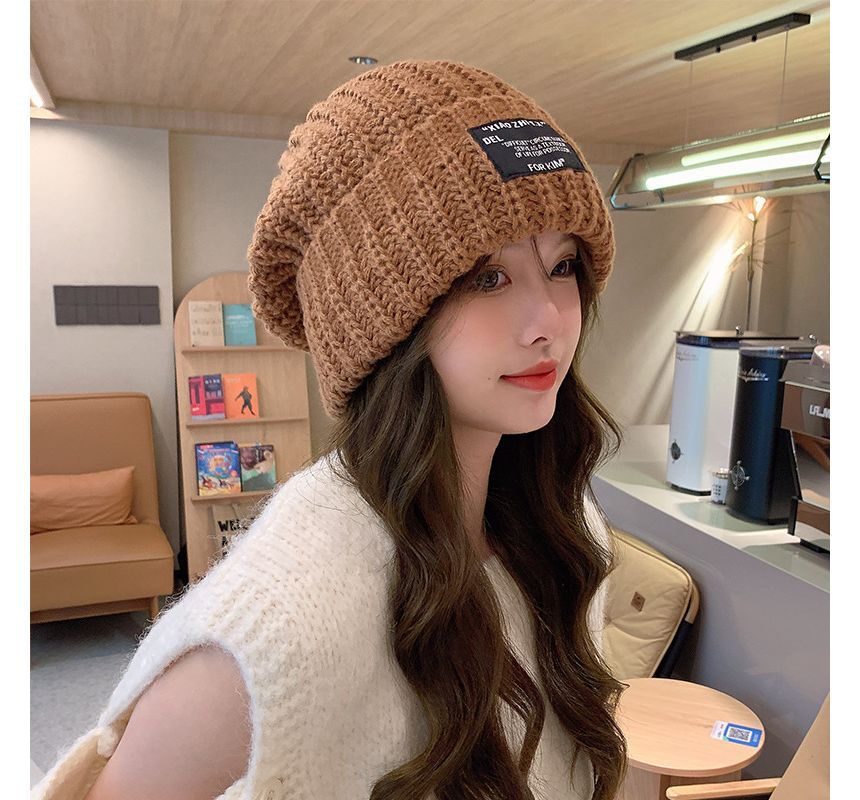 Applique Cable Knit Beanie