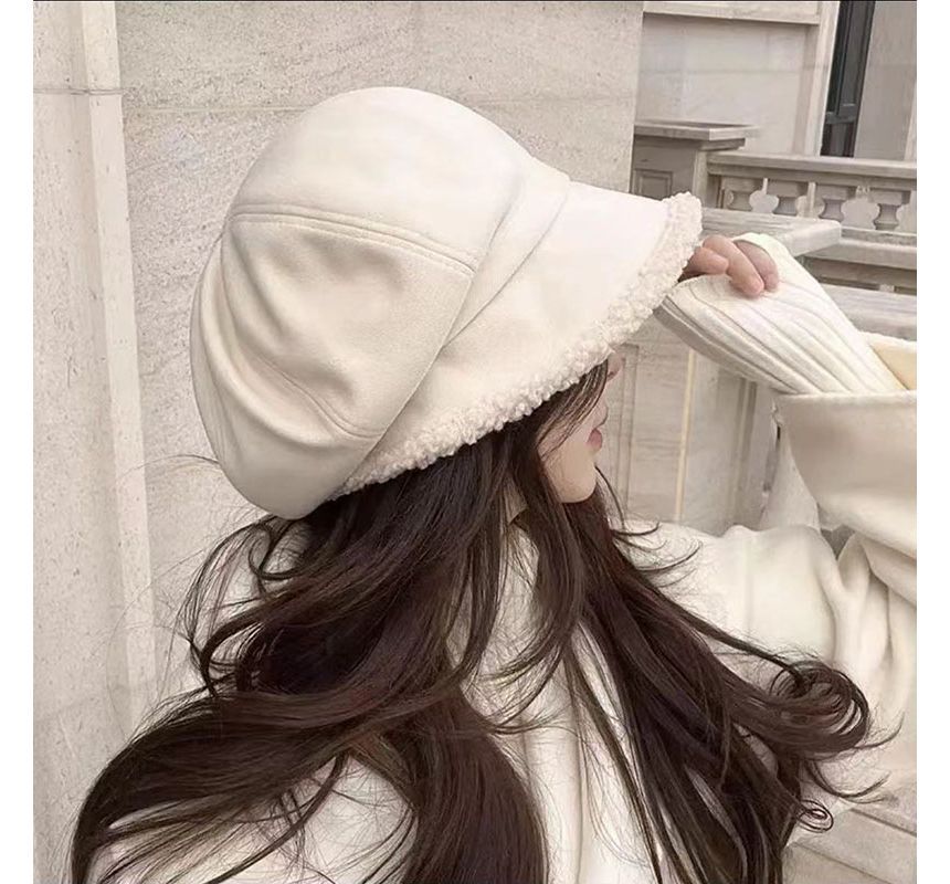 Faux Shearling Trim Beret