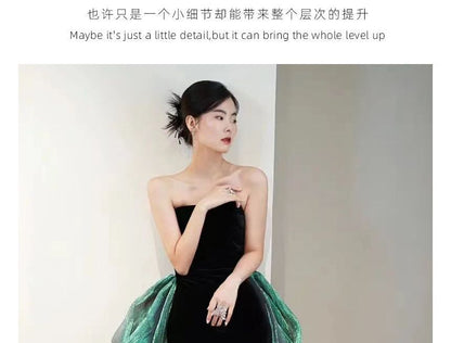 Strapless Two Tone Slit Mermaid Evening Gown