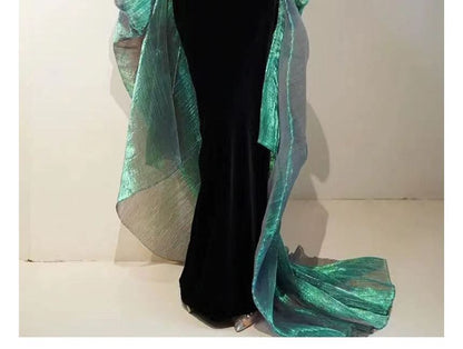 Strapless Two Tone Slit Mermaid Evening Gown