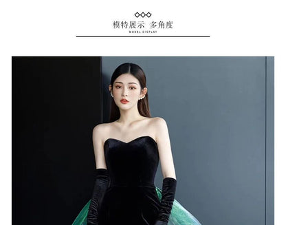 Strapless Two Tone Slit Mermaid Evening Gown