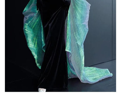 Strapless Two Tone Slit Mermaid Evening Gown