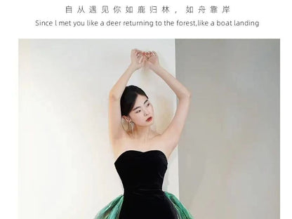 Strapless Two Tone Slit Mermaid Evening Gown