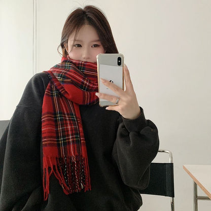 Plaid Fringe Scarf