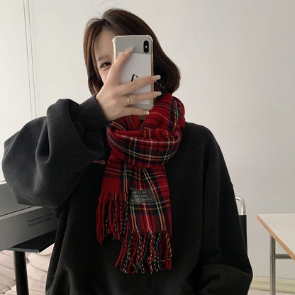 Plaid Fringe Scarf