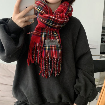 Plaid Fringe Scarf