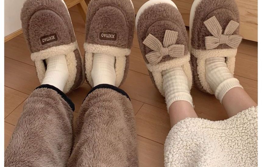 Bow Fluffy Slippers