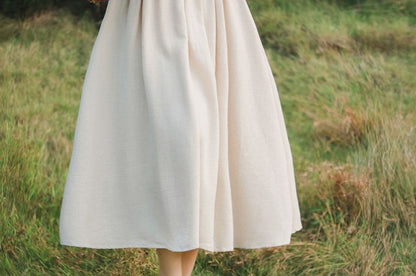 Sleeveless Square Neck Floral Top / Long-Sleeve Plain Midi A-Line Dress / Set